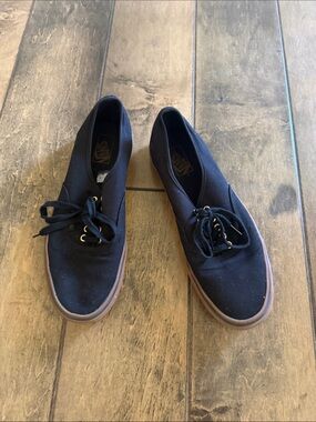 Vans Men’s Black Canvas Sneakers with Brown Gum Sole